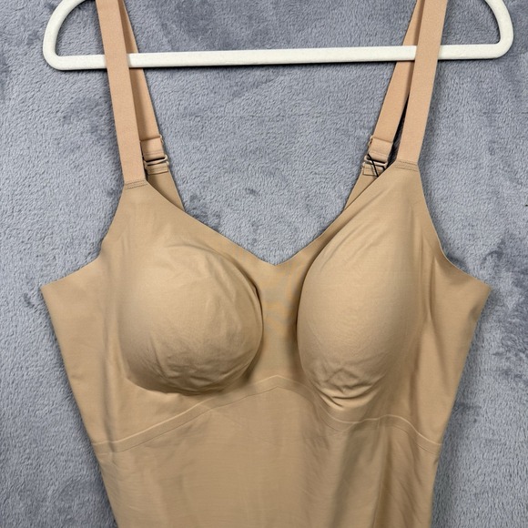 HoneyLove Women's 2X Mid-Thigh Shaping Superpower Bodysuit Sand NWT - Picture 2 of 9